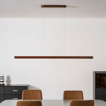 LED Hanglamp Hout Lineair Warm Licht Eettafel Kookeiland Minimalistisch Japandi Design Verstelbaar Snoer Balklamp