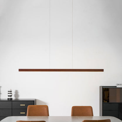 Lineaire Houten Hanglamp — Scandinavische LED Pendel met Verstelbare Hoogte