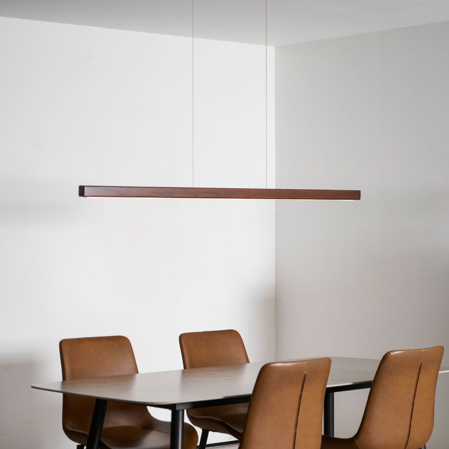 LED Hanglamp Hout Lineair Warm Licht Eettafel Kookeiland Minimalistisch Japandi Design Verstelbaar Snoer Balklamp