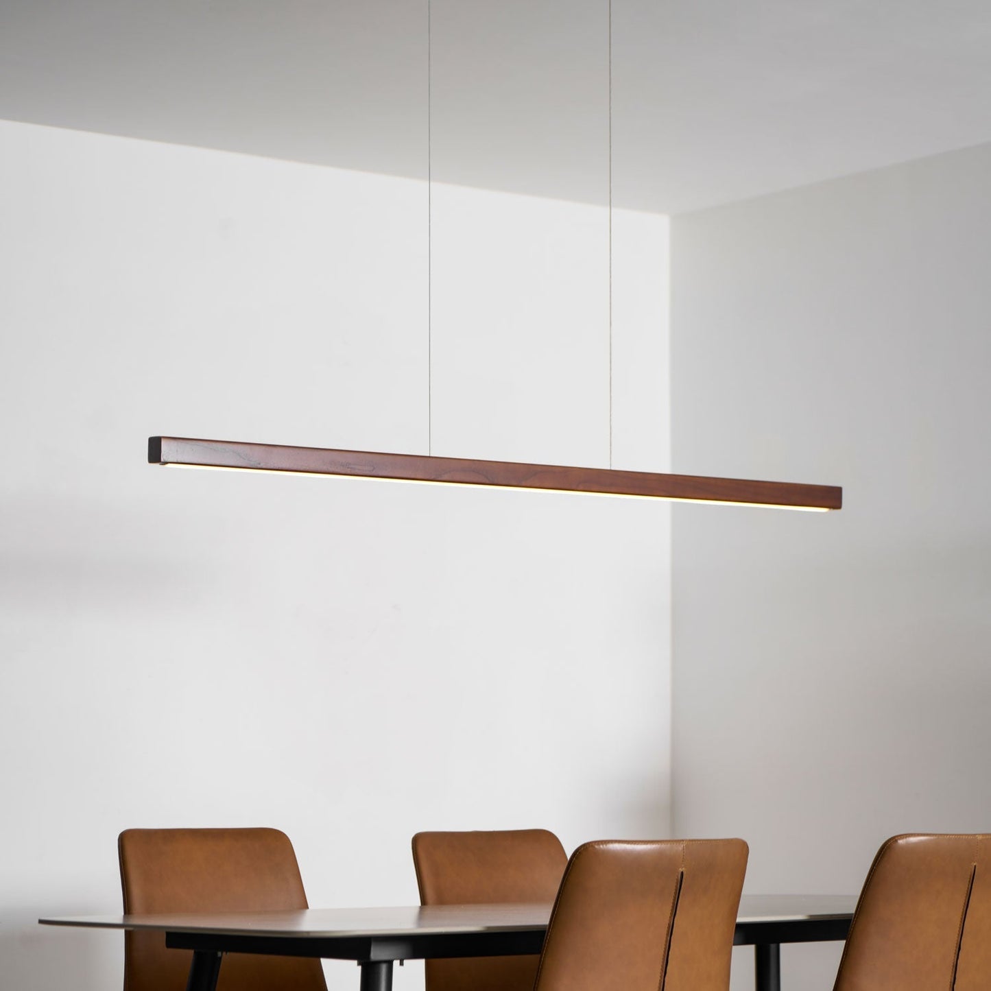 LED Hanglamp Hout Lineair Warm Licht Eettafel Kookeiland Minimalistisch Japandi Design Verstelbaar Snoer Balklamp