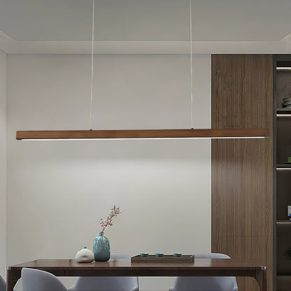 LED Hanglamp Hout Lineair Warm Licht Eettafel Kookeiland Minimalistisch Japandi Design Verstelbaar Snoer Balklamp