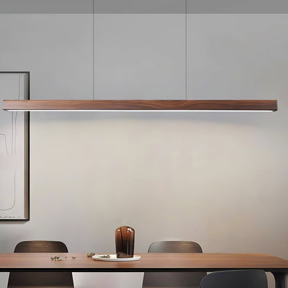 LED Hanglamp Hout Lineair Warm Licht Eettafel Kookeiland Minimalistisch Japandi Design Verstelbaar Snoer Balklamp