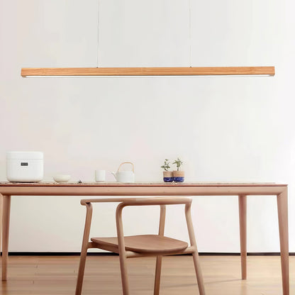 LED Hanglamp Hout Lineair Warm Licht Eettafel Kookeiland Minimalistisch Japandi Design Verstelbaar Snoer Balklamp