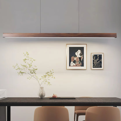 LED Hanglamp Hout Lineair Warm Licht Eettafel Kookeiland Minimalistisch Japandi Design Verstelbaar Snoer Balklamp