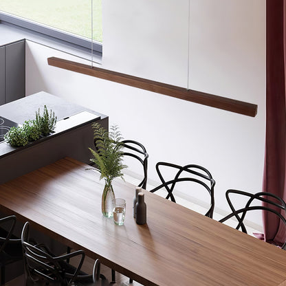 LED Hanglamp Hout Lineair Warm Licht Eettafel Kookeiland Minimalistisch Japandi Design Verstelbaar Snoer Balklamp