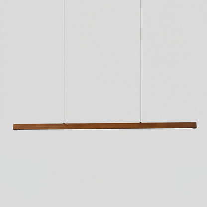 Lineaire Houten Hanglamp — Scandinavische LED Pendel met Verstelbare Hoogte