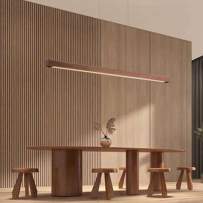 LED Hanglamp Hout Lineair Warm Licht Eettafel Kookeiland Minimalistisch Japandi Design Verstelbaar Snoer Balklamp