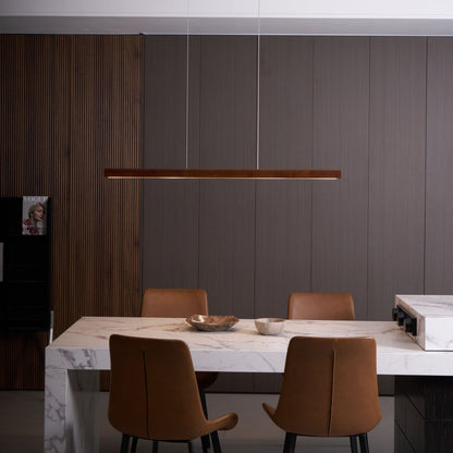 LED Hanglamp Hout Lineair Warm Licht Eettafel Kookeiland Minimalistisch Japandi Design Verstelbaar Snoer Balklamp