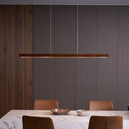 LED Hanglamp Hout Lineair Warm Licht Eettafel Kookeiland Minimalistisch Japandi Design Verstelbaar Snoer Balklamp