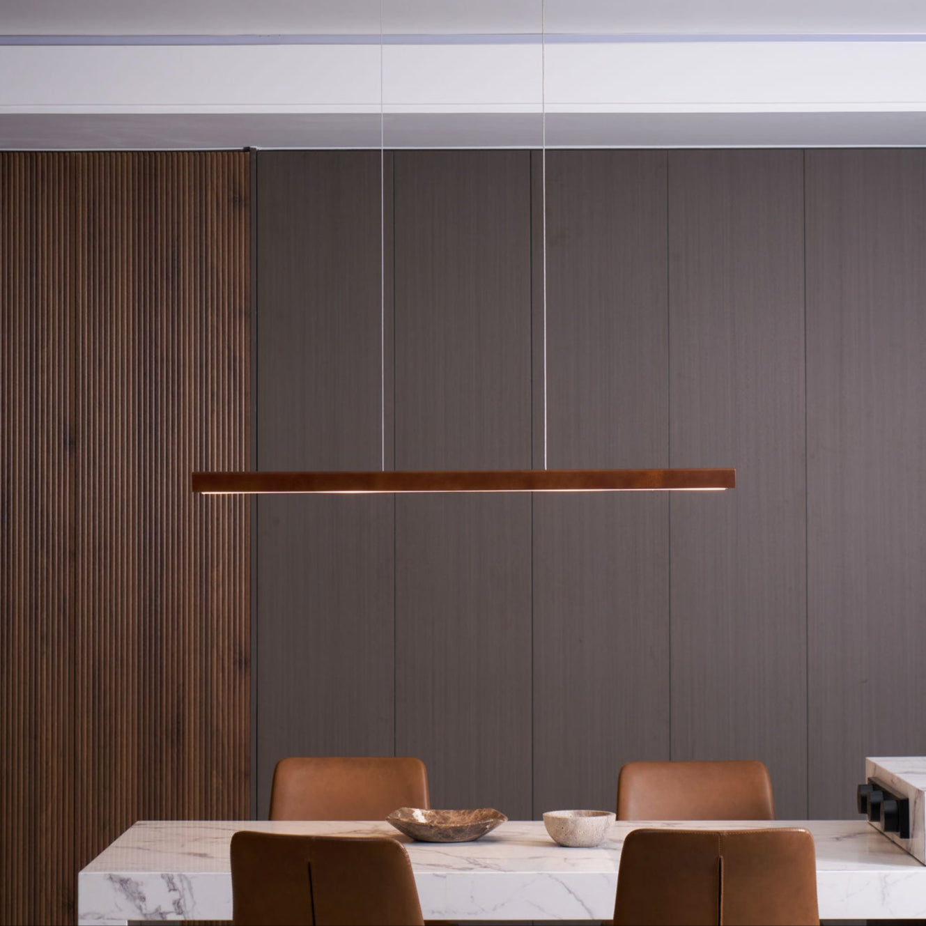 LED Hanglamp Hout Lineair Warm Licht Eettafel Kookeiland Minimalistisch Japandi Design Verstelbaar Snoer Balklamp
