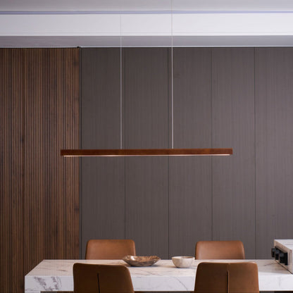 LED Hanglamp Hout Lineair Warm Licht Eettafel Kookeiland Minimalistisch Japandi Design Verstelbaar Snoer Balklamp
