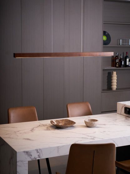 Lineaire Houten Hanglamp — Scandinavische LED Pendel met Verstelbare Hoogte