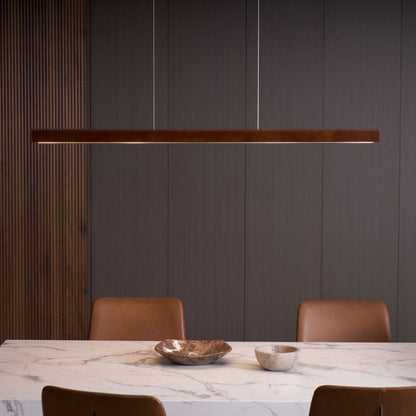 LED Hanglamp Hout Lineair Warm Licht Eettafel Kookeiland Minimalistisch Japandi Design Verstelbaar Snoer Balklamp