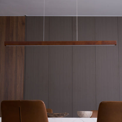 LED Hanglamp Hout Lineair Warm Licht Eettafel Kookeiland Minimalistisch Japandi Design Verstelbaar Snoer Balklamp