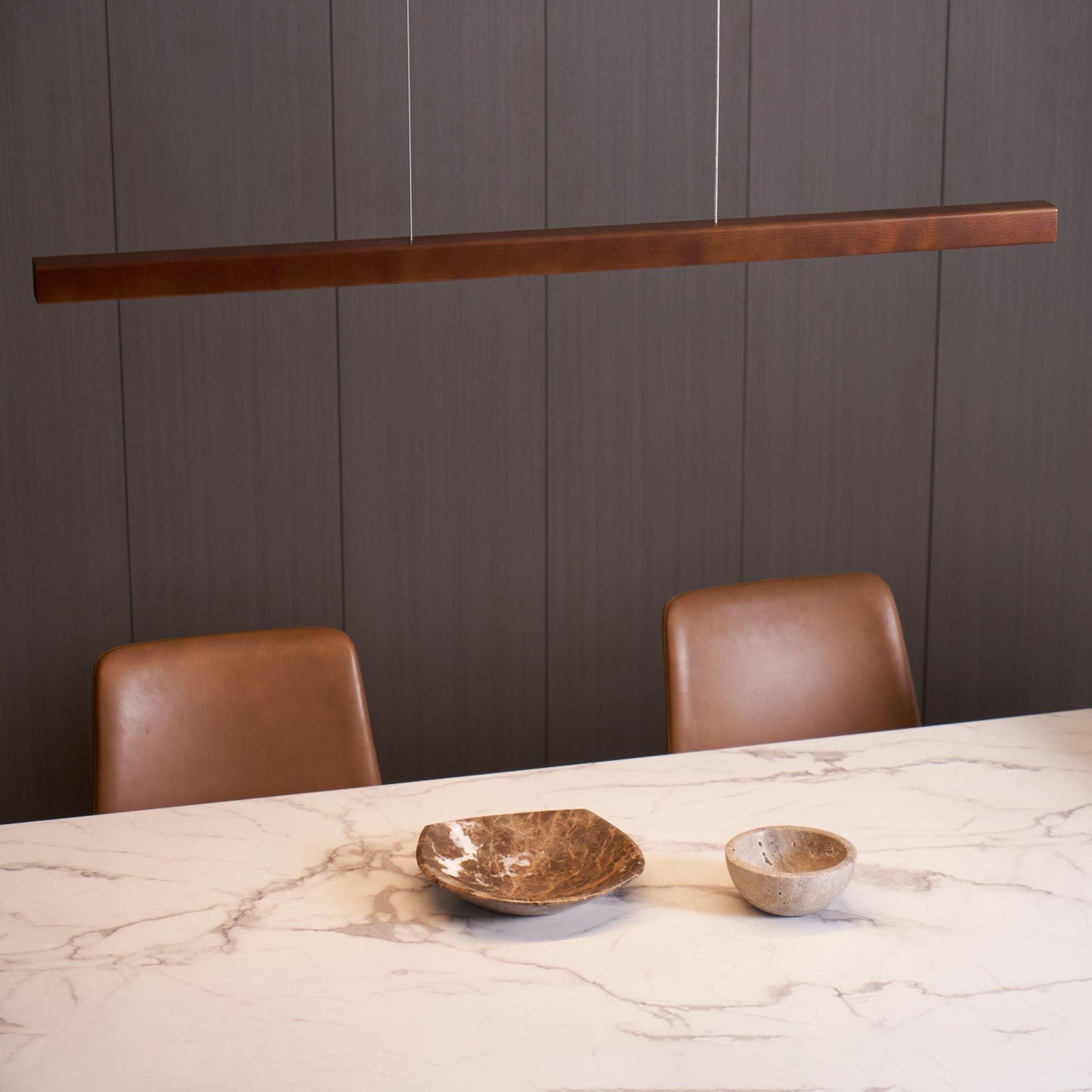 LED Hanglamp Hout Lineair Warm Licht Eettafel Kookeiland Minimalistisch Japandi Design Verstelbaar Snoer Balklamp
