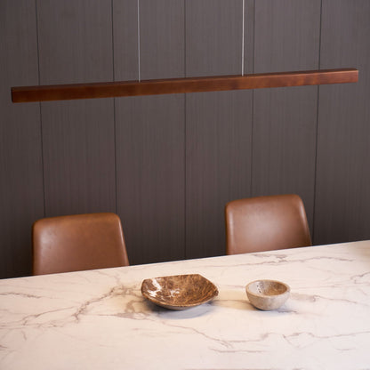 LED Hanglamp Hout Lineair Warm Licht Eettafel Kookeiland Minimalistisch Japandi Design Verstelbaar Snoer Balklamp