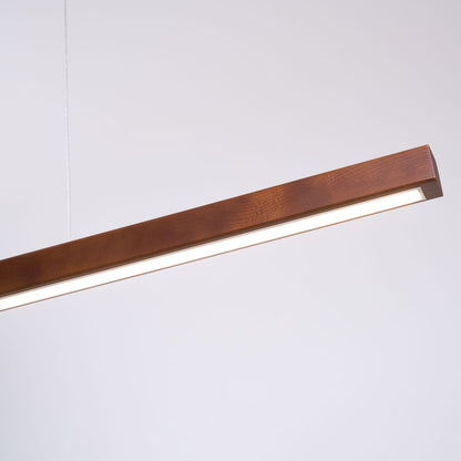 LED Hanglamp Hout Lineair Warm Licht Eettafel Kookeiland Minimalistisch Japandi Design Verstelbaar Snoer Balklamp