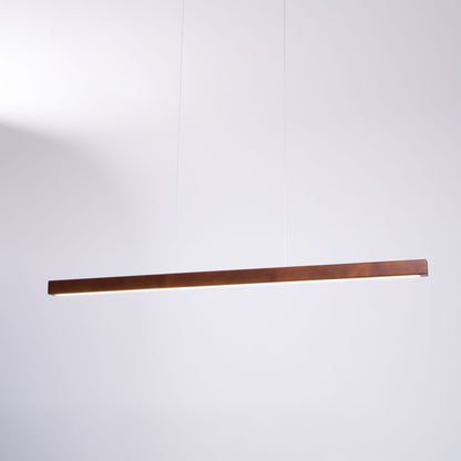 Lineaire Houten Hanglamp — Scandinavische LED Pendel met Verstelbare Hoogte