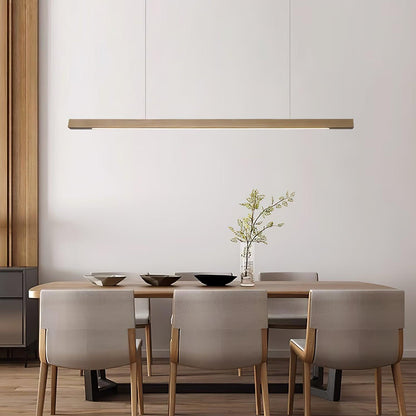 LED Hanglamp Hout Lineair Warm Licht Eettafel Kookeiland Minimalistisch Japandi Design Verstelbaar Snoer Balklamp