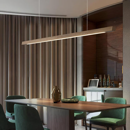 LED Hanglamp Hout Lineair Warm Licht Eettafel Kookeiland Minimalistisch Japandi Design Verstelbaar Snoer Balklamp