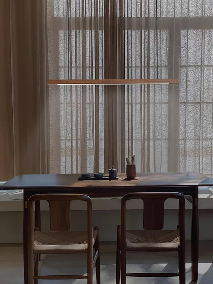 Lineaire Houten Hanglamp — Scandinavische LED Pendel met Verstelbare Hoogte
