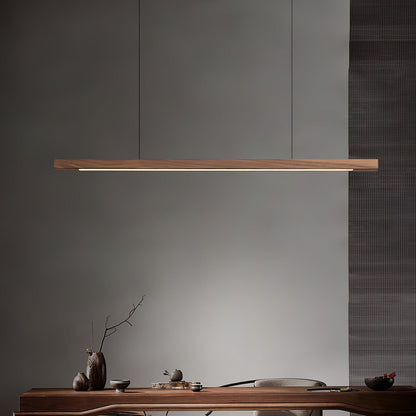 LED Hanglamp Hout Lineair Warm Licht Eettafel Kookeiland Minimalistisch Japandi Design Verstelbaar Snoer Balklamp