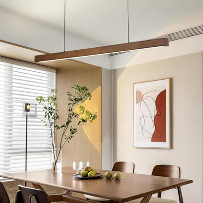 LED Hanglamp Hout Lineair Warm Licht Eettafel Kookeiland Minimalistisch Japandi Design Verstelbaar Snoer Balklamp