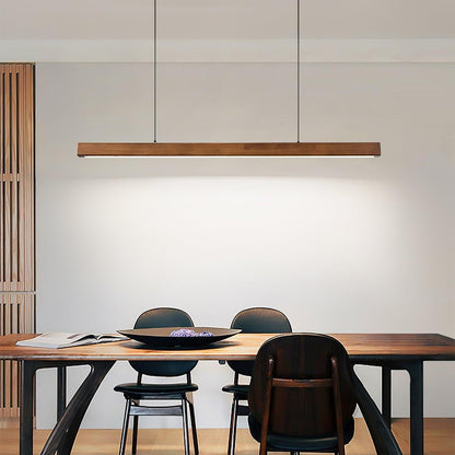 LED Hanglamp Hout Lineair Warm Licht Eettafel Kookeiland Minimalistisch Japandi Design Verstelbaar Snoer Balklamp