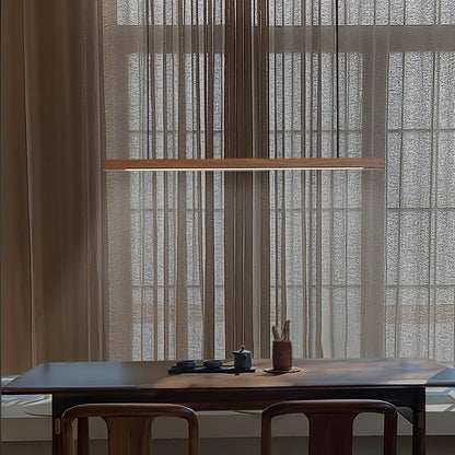 LED Hanglamp Hout Lineair Warm Licht Eettafel Kookeiland Minimalistisch Japandi Design Verstelbaar Snoer Balklamp