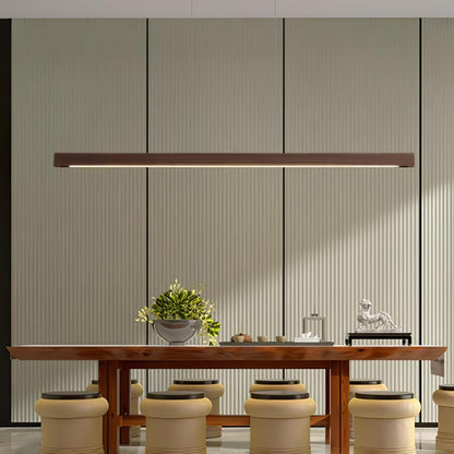 LED Hanglamp Hout Lineair Warm Licht Eettafel Kookeiland Minimalistisch Japandi Design Verstelbaar Snoer Balklamp
