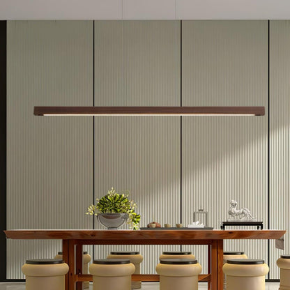 LED Hanglamp Hout Lineair Warm Licht Eettafel Kookeiland Minimalistisch Japandi Design Verstelbaar Snoer Balklamp
