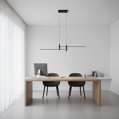 Lineaire hanglamp Links Island • 90/120/150cm • LED geïntegreerd • warm wit/neutraal/koel wit • dimbaar optie • zwart/goud • keuken-eiland boven tafel