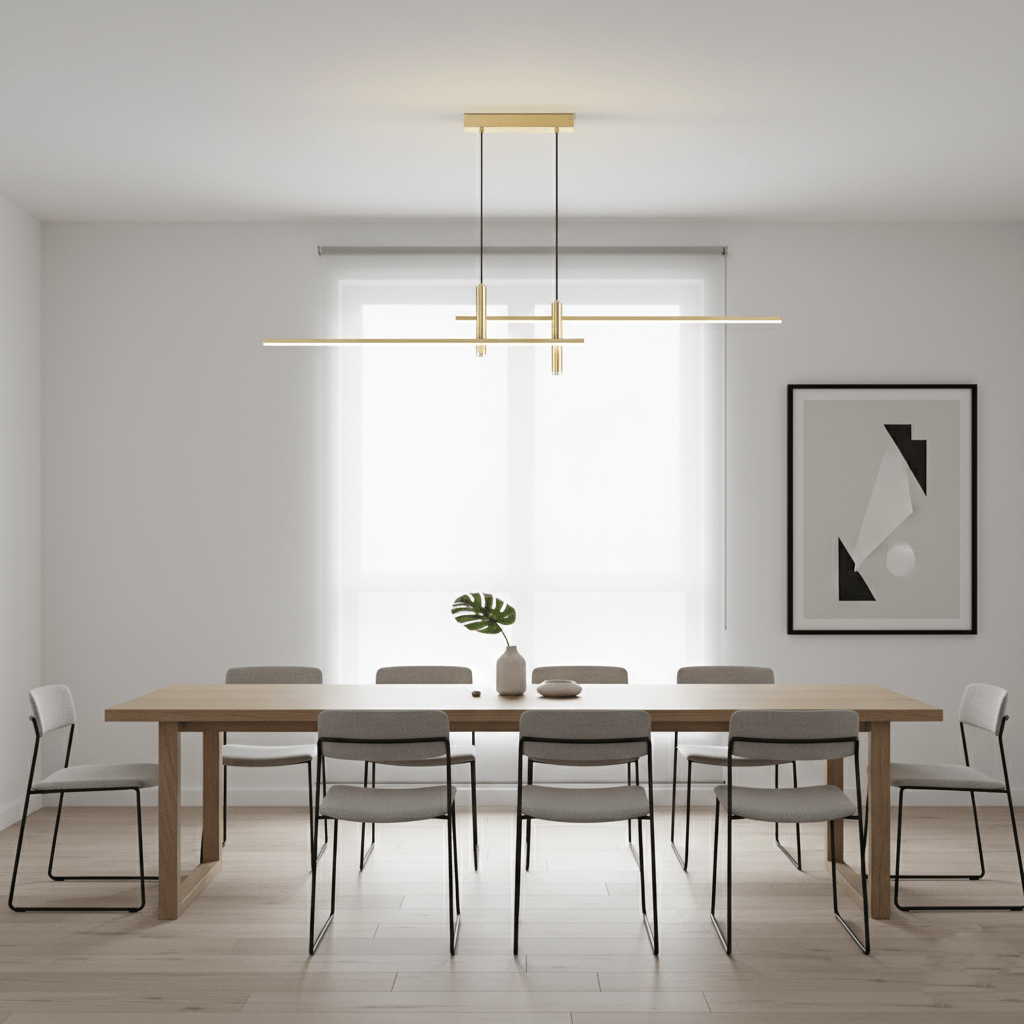 Lineaire hanglamp Links Island • 90/120/150cm • LED geïntegreerd • warm wit/neutraal/koel wit • dimbaar optie • zwart/goud • keuken-eiland boven tafel