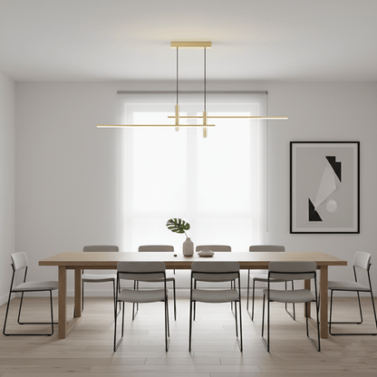 Lineaire hanglamp Links Island • 90/120/150cm • LED geïntegreerd • warm wit/neutraal/koel wit • dimbaar optie • zwart/goud • keuken-eiland boven tafel