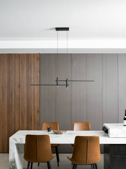 Lineaire hanglamp Links Island • 90/120/150cm • LED geïntegreerd • warm wit/neutraal/koel wit • dimbaar optie • zwart/goud • keuken-eiland boven tafel