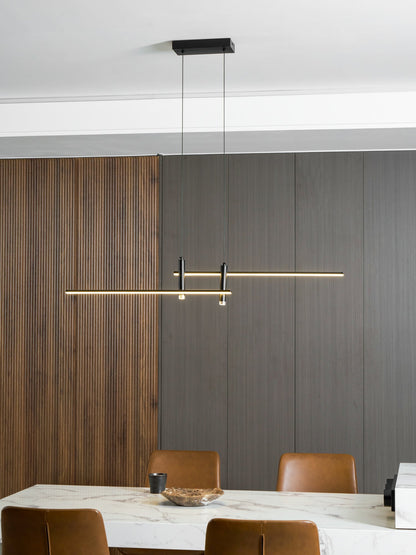 Lineaire hanglamp Links Island • 90/120/150cm • LED geïntegreerd • warm wit/neutraal/koel wit • dimbaar optie • zwart/goud • keuken-eiland boven tafel