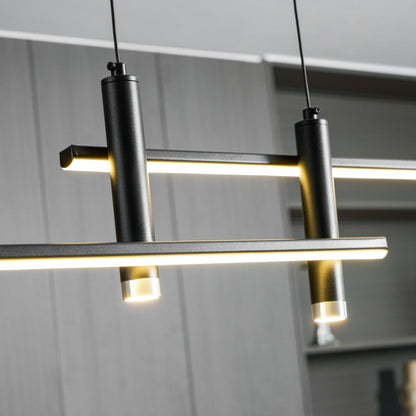 Lineaire hanglamp Links Island • 90/120/150cm • LED geïntegreerd • warm wit/neutraal/koel wit • dimbaar optie • zwart/goud • keuken-eiland boven tafel