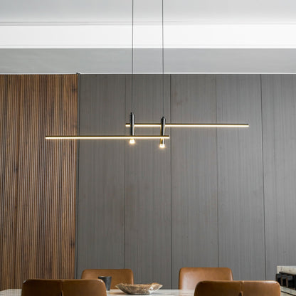 Lineaire hanglamp Links Island • 90/120/150cm • LED geïntegreerd • warm wit/neutraal/koel wit • dimbaar optie • zwart/goud • keuken-eiland boven tafel