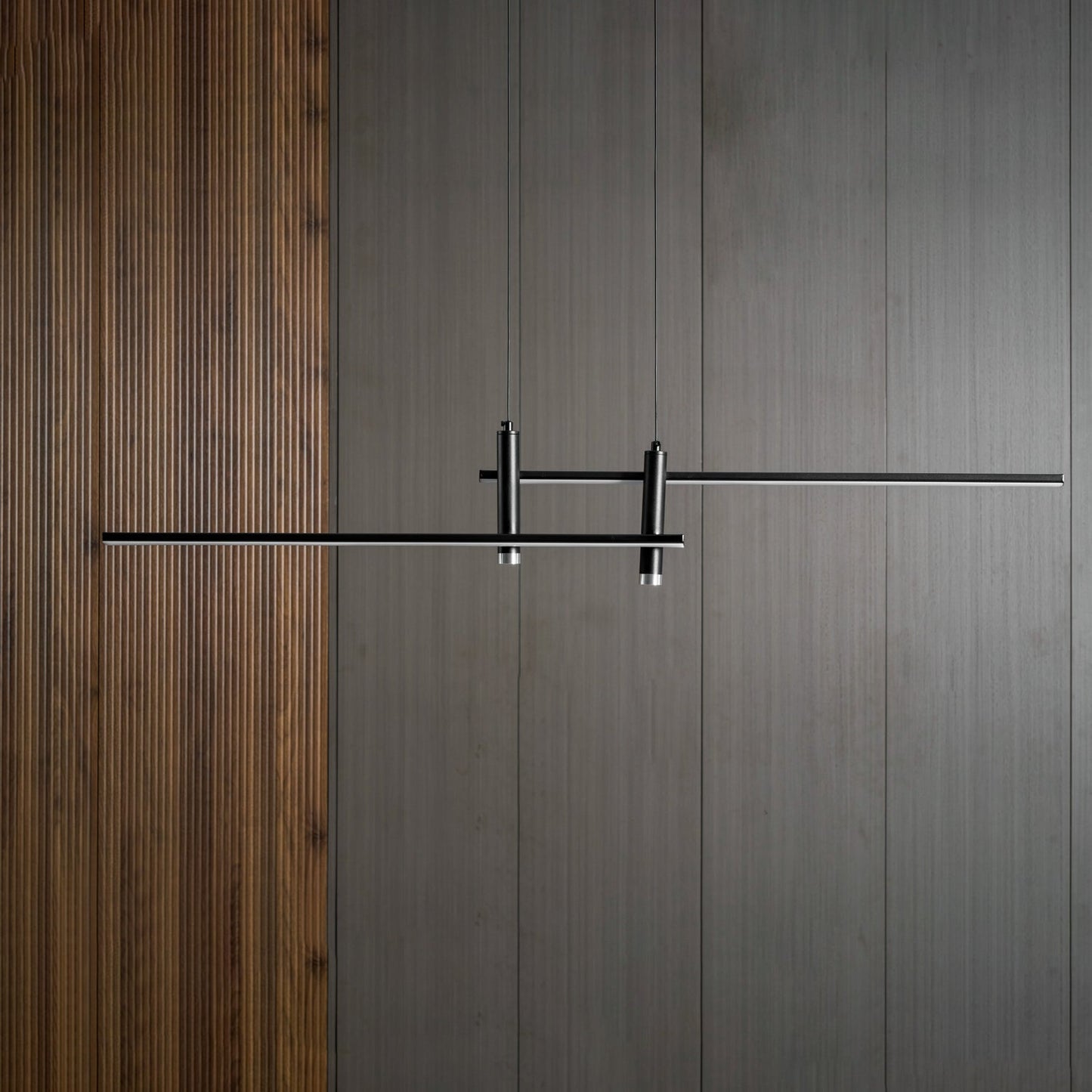 Lineaire hanglamp Links Island • 90/120/150cm • LED geïntegreerd • warm wit/neutraal/koel wit • dimbaar optie • zwart/goud • keuken-eiland boven tafel