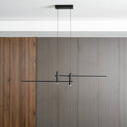 Lineaire hanglamp Links Island • 90/120/150cm • LED geïntegreerd • warm wit/neutraal/koel wit • dimbaar optie • zwart/goud • keuken-eiland boven tafel