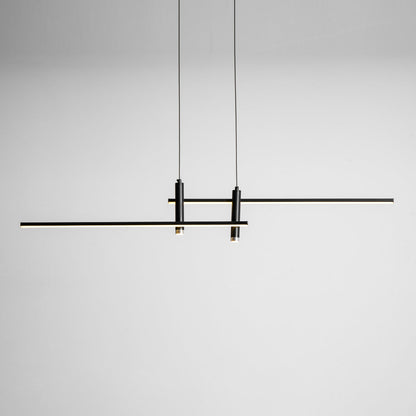 Lineaire hanglamp Links Island • 90/120/150cm • LED geïntegreerd • warm wit/neutraal/koel wit • dimbaar optie • zwart/goud • keuken-eiland boven tafel