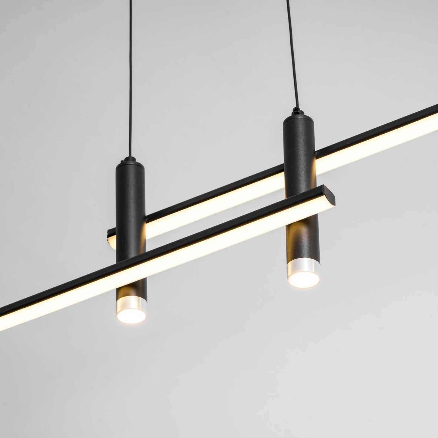 Lineaire hanglamp Links Island • 90/120/150cm • LED geïntegreerd • warm wit/neutraal/koel wit • dimbaar optie • zwart/goud • keuken-eiland boven tafel