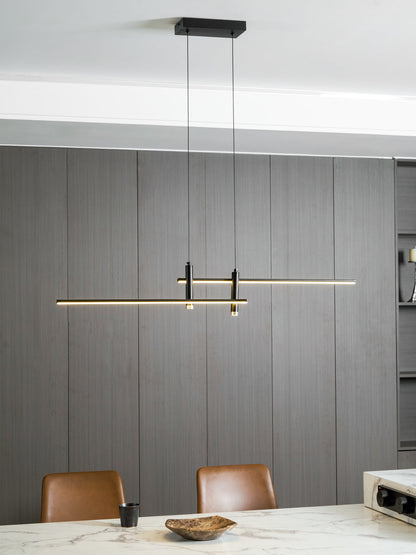 Lineaire hanglamp Links Island • 90/120/150cm • LED geïntegreerd • warm wit/neutraal/koel wit • dimbaar optie • zwart/goud • keuken-eiland boven tafel