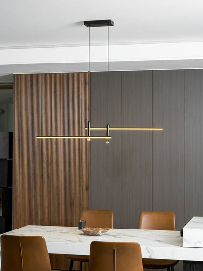 Lineaire hanglamp Links Island • 90/120/150cm • LED geïntegreerd • warm wit/neutraal/koel wit • dimbaar optie • zwart/goud • keuken-eiland boven tafel