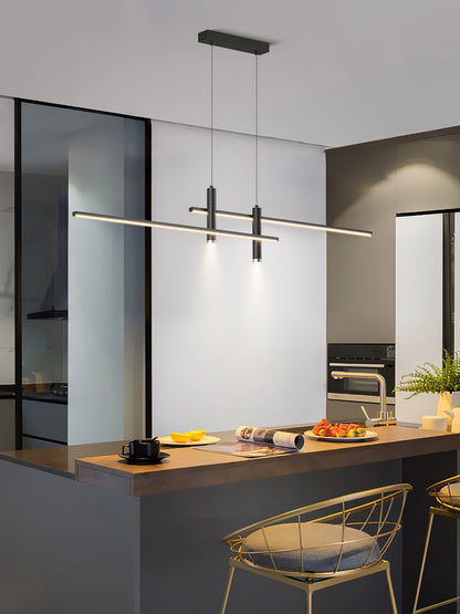 Lineaire hanglamp Links Island • 90/120/150cm • LED geïntegreerd • warm wit/neutraal/koel wit • dimbaar optie • zwart/goud • keuken-eiland boven tafel