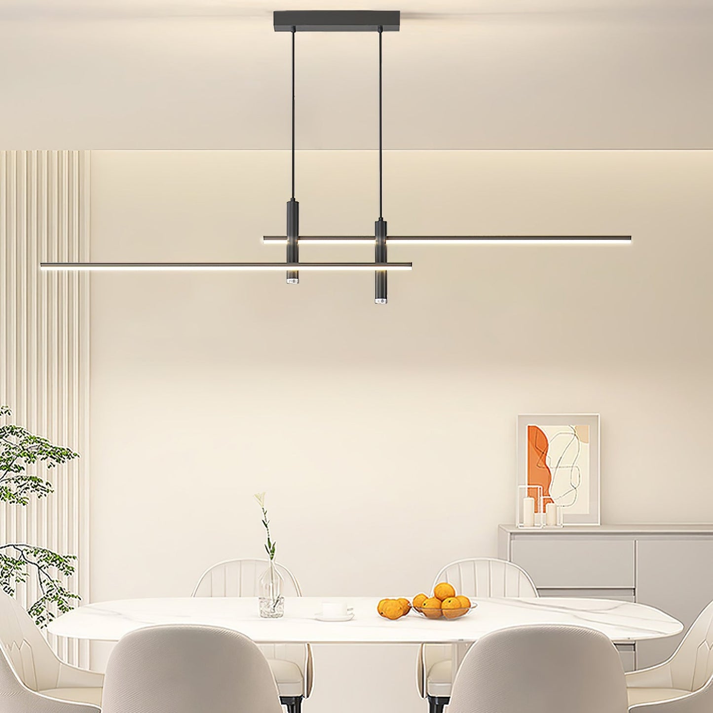 Lineaire hanglamp Links Island • 90/120/150cm • LED geïntegreerd • warm wit/neutraal/koel wit • dimbaar optie • zwart/goud • keuken-eiland boven tafel