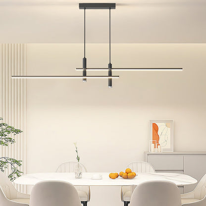 Lineaire hanglamp Links Island • 90/120/150cm • LED geïntegreerd • warm wit/neutraal/koel wit • dimbaar optie • zwart/goud • keuken-eiland boven tafel