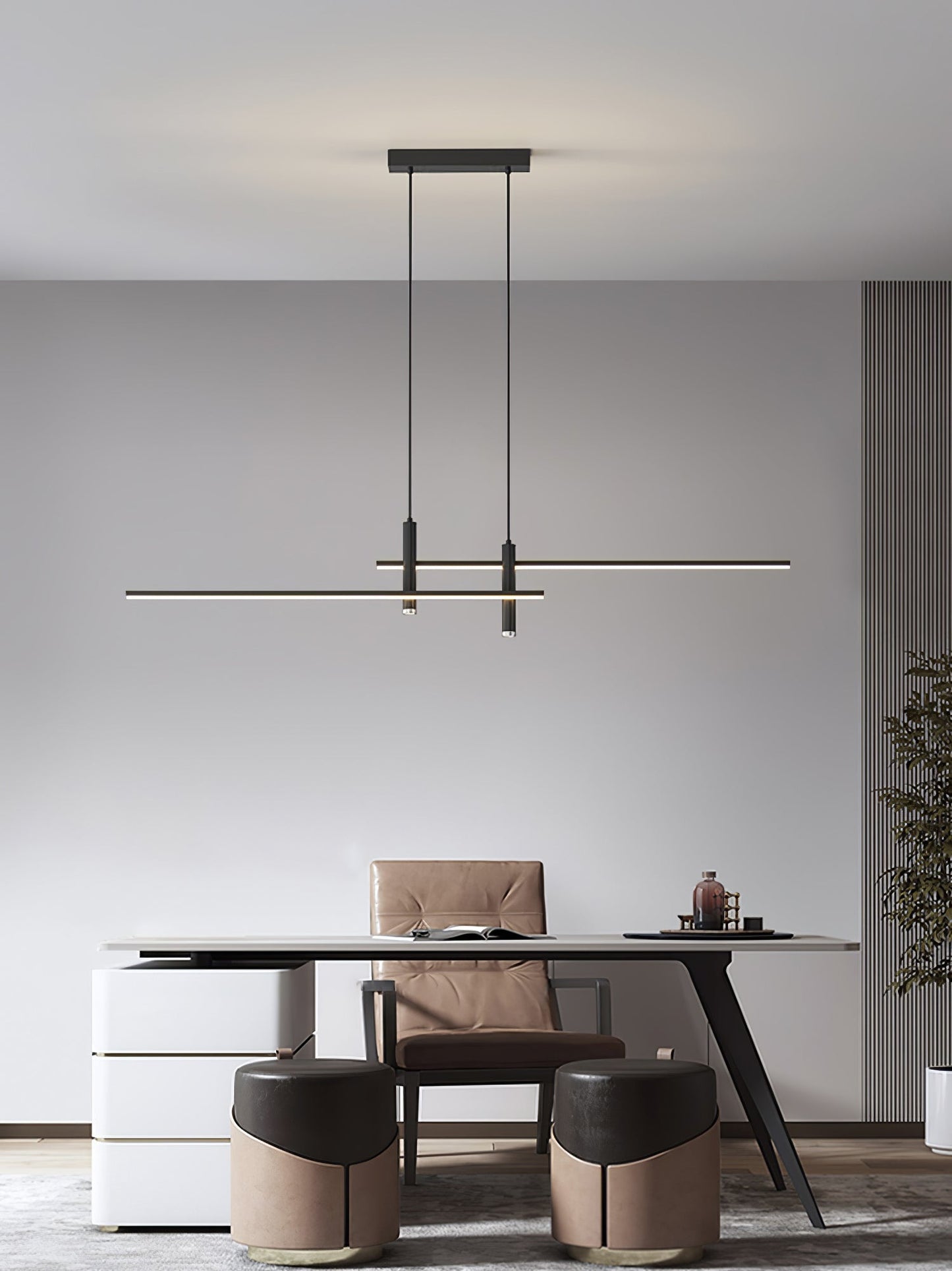 Lineaire hanglamp Links Island • 90/120/150cm • LED geïntegreerd • warm wit/neutraal/koel wit • dimbaar optie • zwart/goud • keuken-eiland boven tafel
