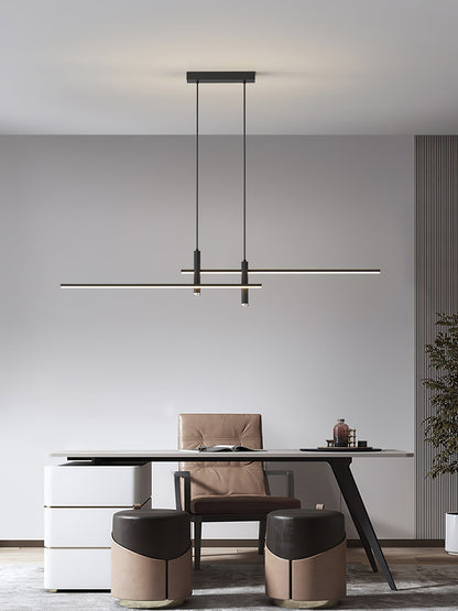 Lineaire hanglamp Links Island • 90/120/150cm • LED geïntegreerd • warm wit/neutraal/koel wit • dimbaar optie • zwart/goud • keuken-eiland boven tafel