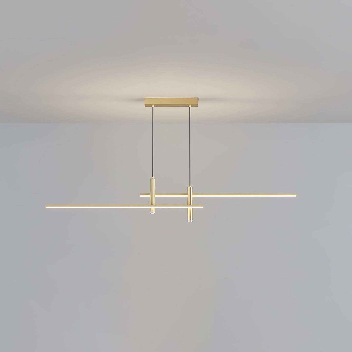 Lineaire hanglamp Links Island • 90/120/150cm • LED geïntegreerd • warm wit/neutraal/koel wit • dimbaar optie • zwart/goud • keuken-eiland boven tafel